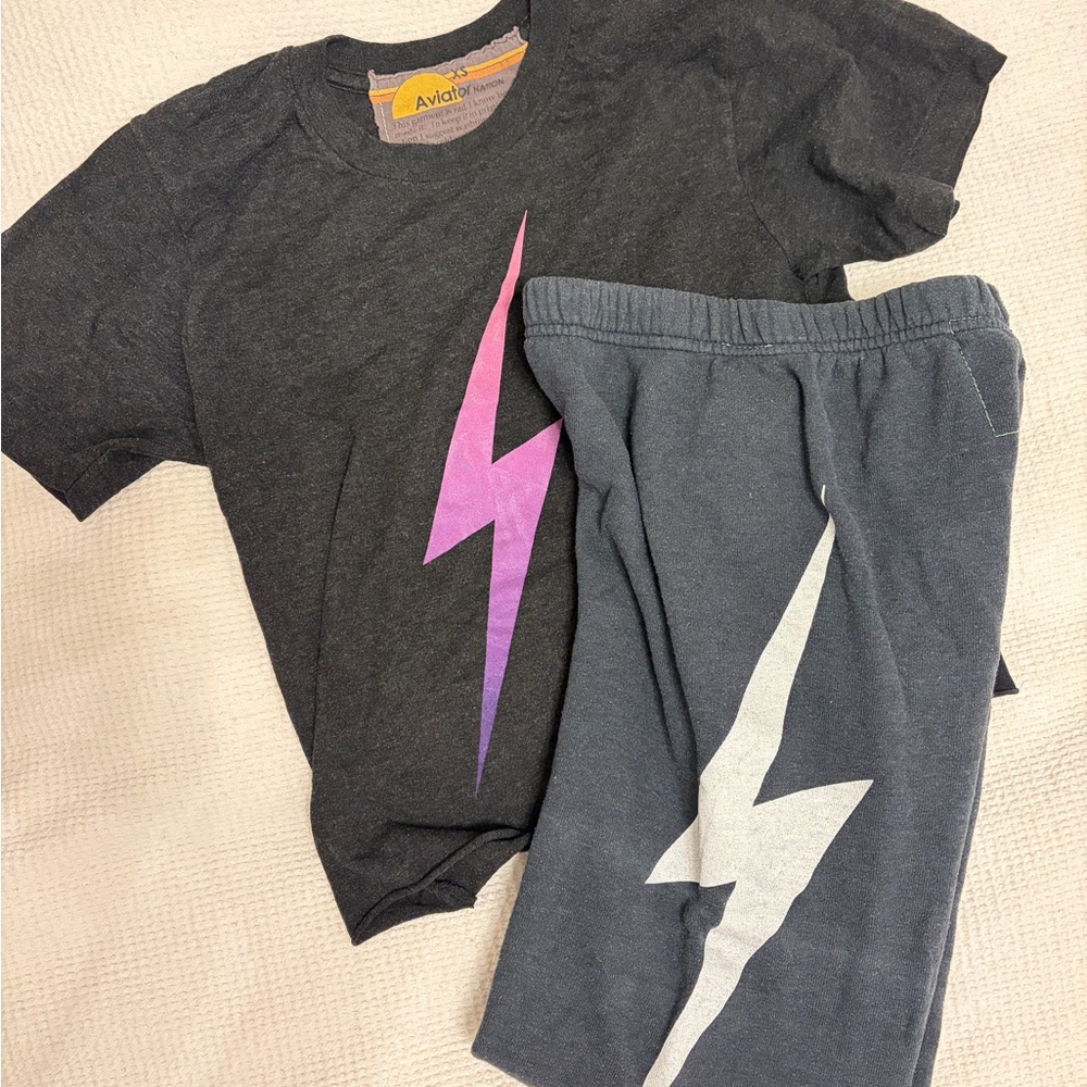Aviator Nation Kids’s BOLT PRINT SWEATPANTS & BOLT TEE